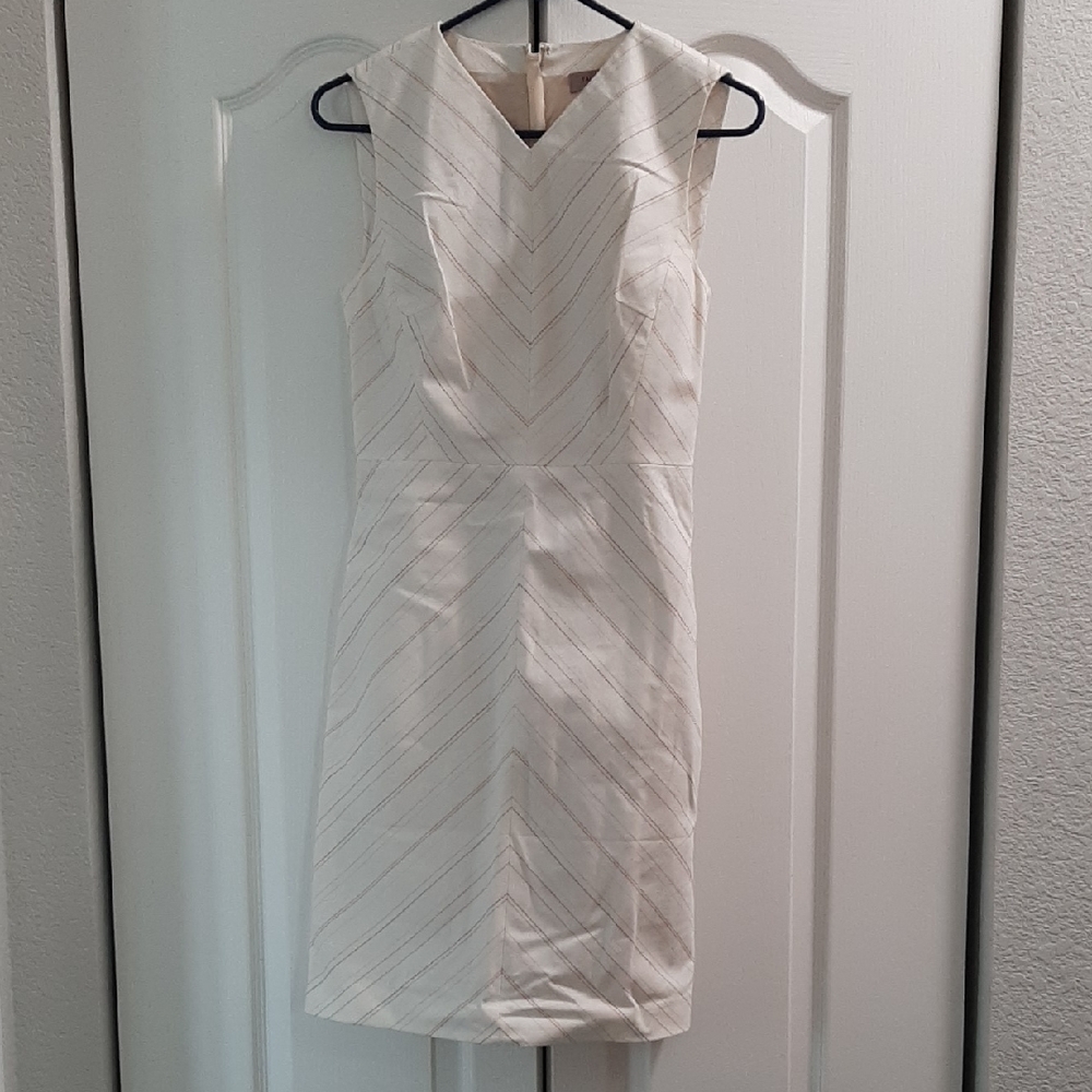 Rebecca Taylor Cream Chevron Midi Dress